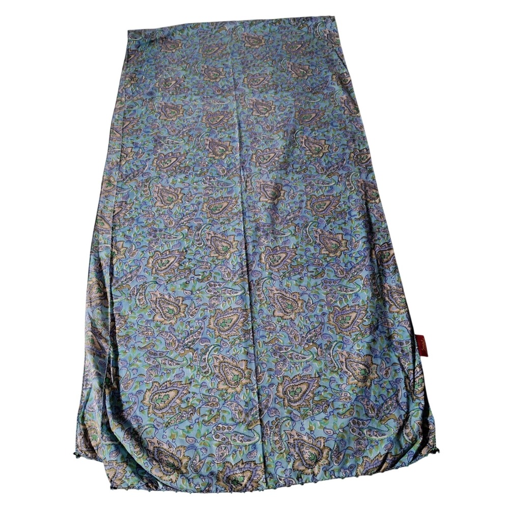 Soma Scarf Stole Light Blue Paisley 21" x 85" Beaded Ends No Content Tag